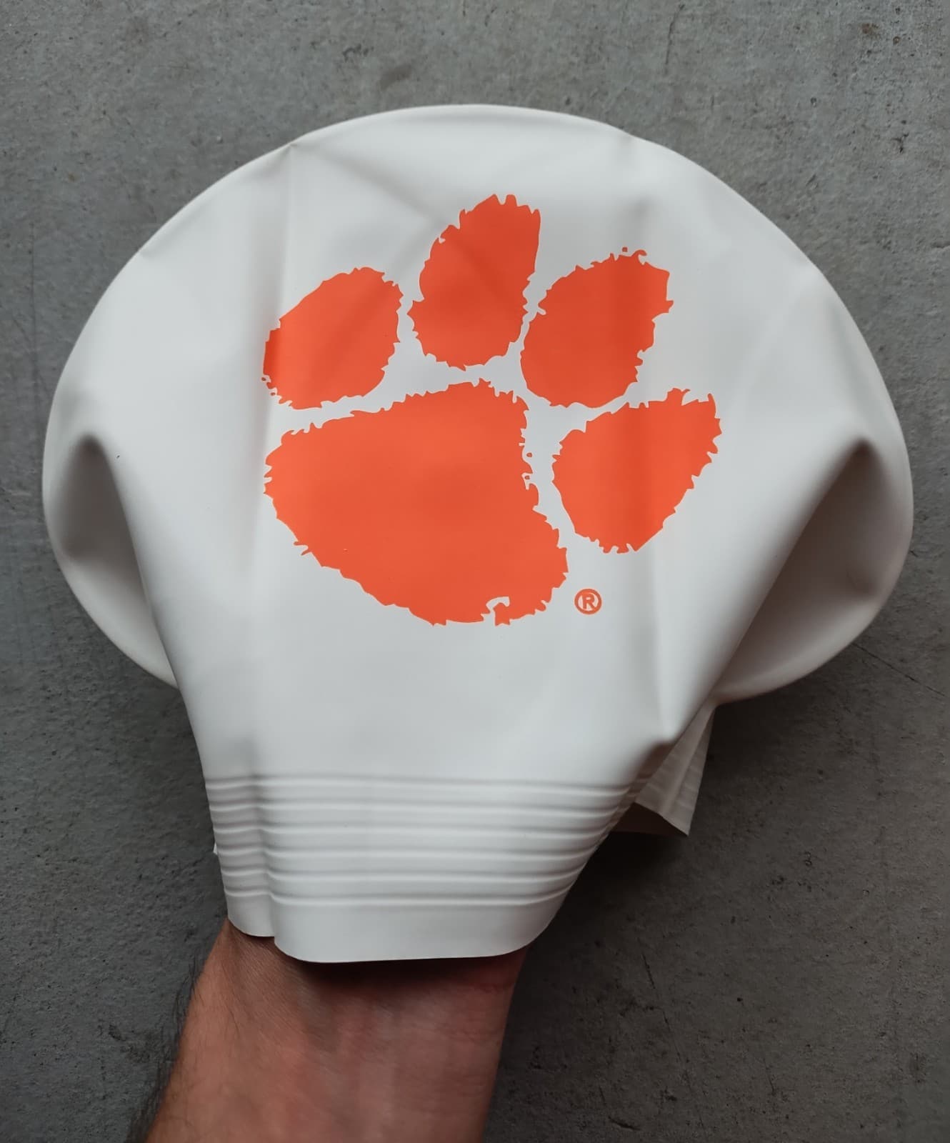 CLEMSON TIGERS PAW UNISEX ADULT SOFT LATEX SWIM CAP TRAINING & FITNESS SWIMMING 5
