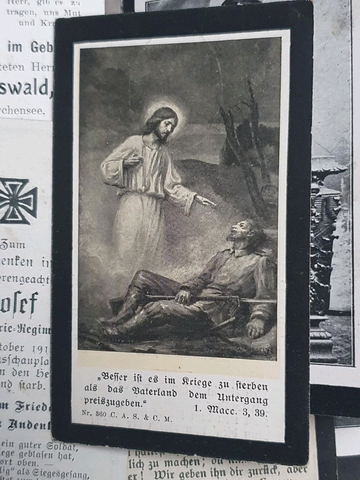  original german ww1 Death Card Peter Zehetmayer 16ir 30 Jan 1915 Messines Belgi 2