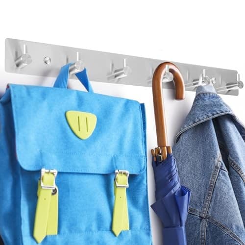 Coat Rack Wall Mount,Coat Hooks Hanging for Robes Towels Keys Brushed Nickel 4