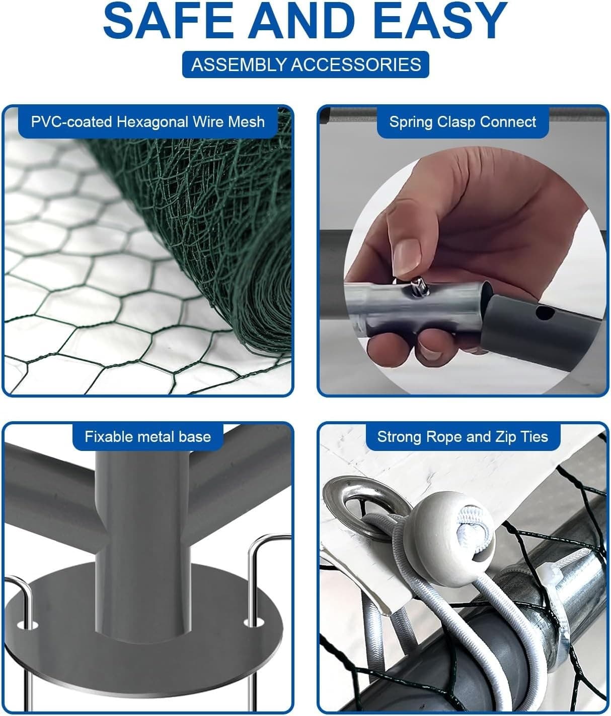 Large Metal Chicken Coop,Walk-in Hen House w/Cover,Poultry Cage,Chicken Run Yard 2