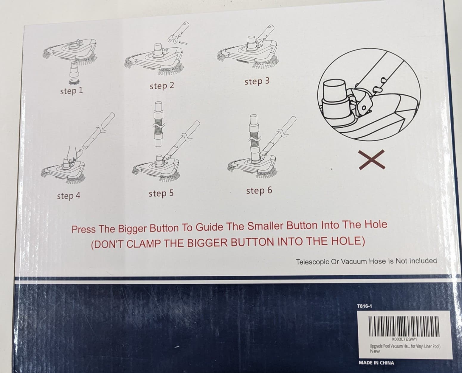 Sepetrel Transparent Triangle Pool Vacuum Head Side Brushes 1-1/4 & 1-1/2" Hose 5