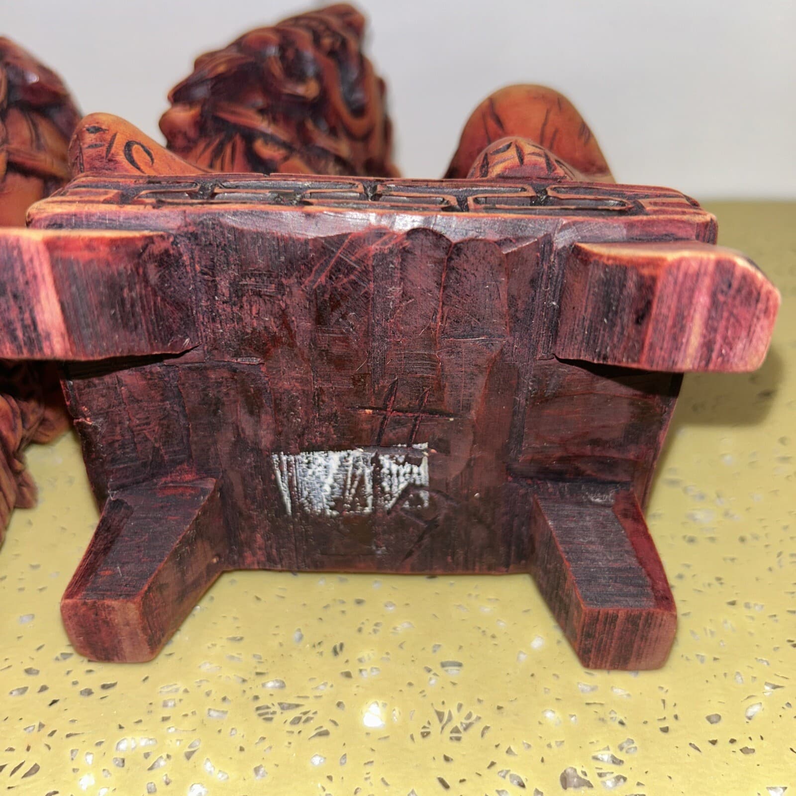 Chinese Fengshui Lion Fu Foo Dogs Red Statue Ornament Figurine Bookends Heavy 6