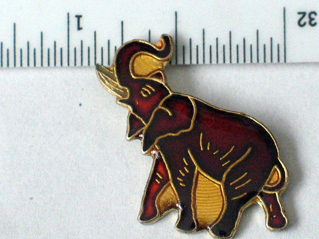 Vintage Brown African Elephant in Stride Enamel Pin