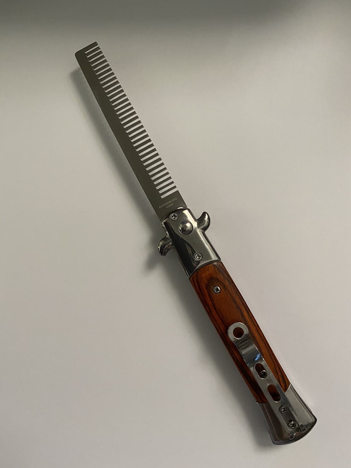 Wood SWITCHBLADE COMB Italian Stiletto Style Knife Automatic Switch Blade Toy!! 4