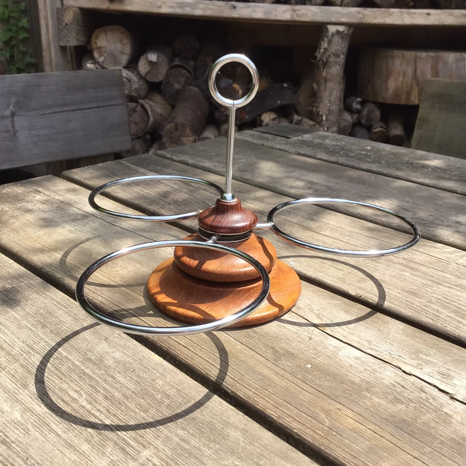 Vintage MidCentury Danish Luthje Teak Wood 3 Section Lazy Susan Condiment Holder 2