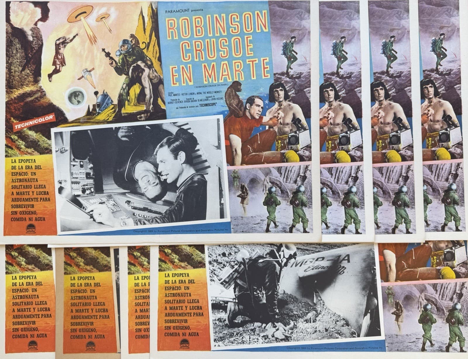 ROBINSON CRUSOE ON MARS ADAM WEST PAUL MANTEE MEXICAN LOBBY CARD SET UNUSED 64