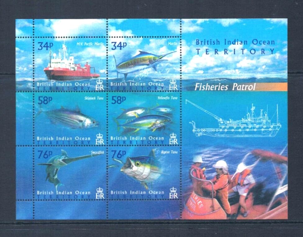 $17.00 Scott Value - 2004 BIOT BR INDIAN OCEAN Fishing s/s CV MNH NH UMM 3