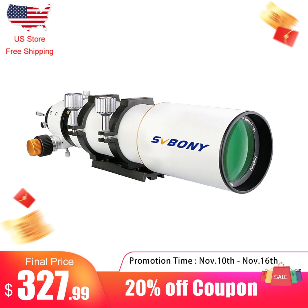 SVBONY SV503 80 ED F7 Telescope Refractor OTA for Viewing and Astrophotography