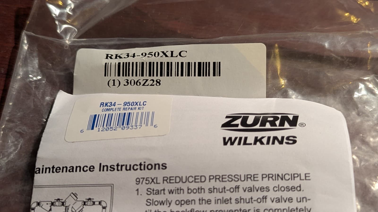 RK34-950XLC Wilkins Repair Kit Complete with Seats Model 950XL Opened NOS