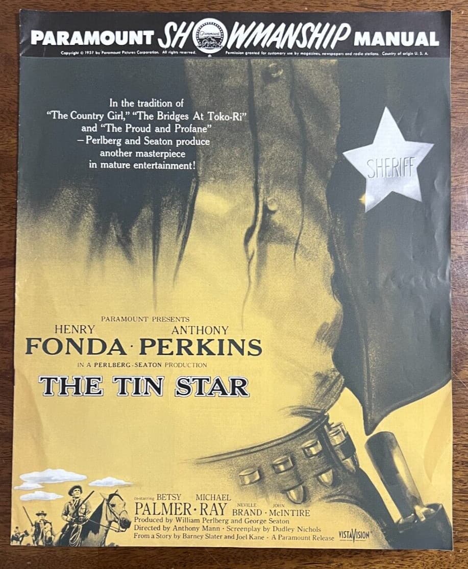THE TIN STAR 1957 MOVIE PRESSBOOK HENRY FONDA ANTHONY PERKINS