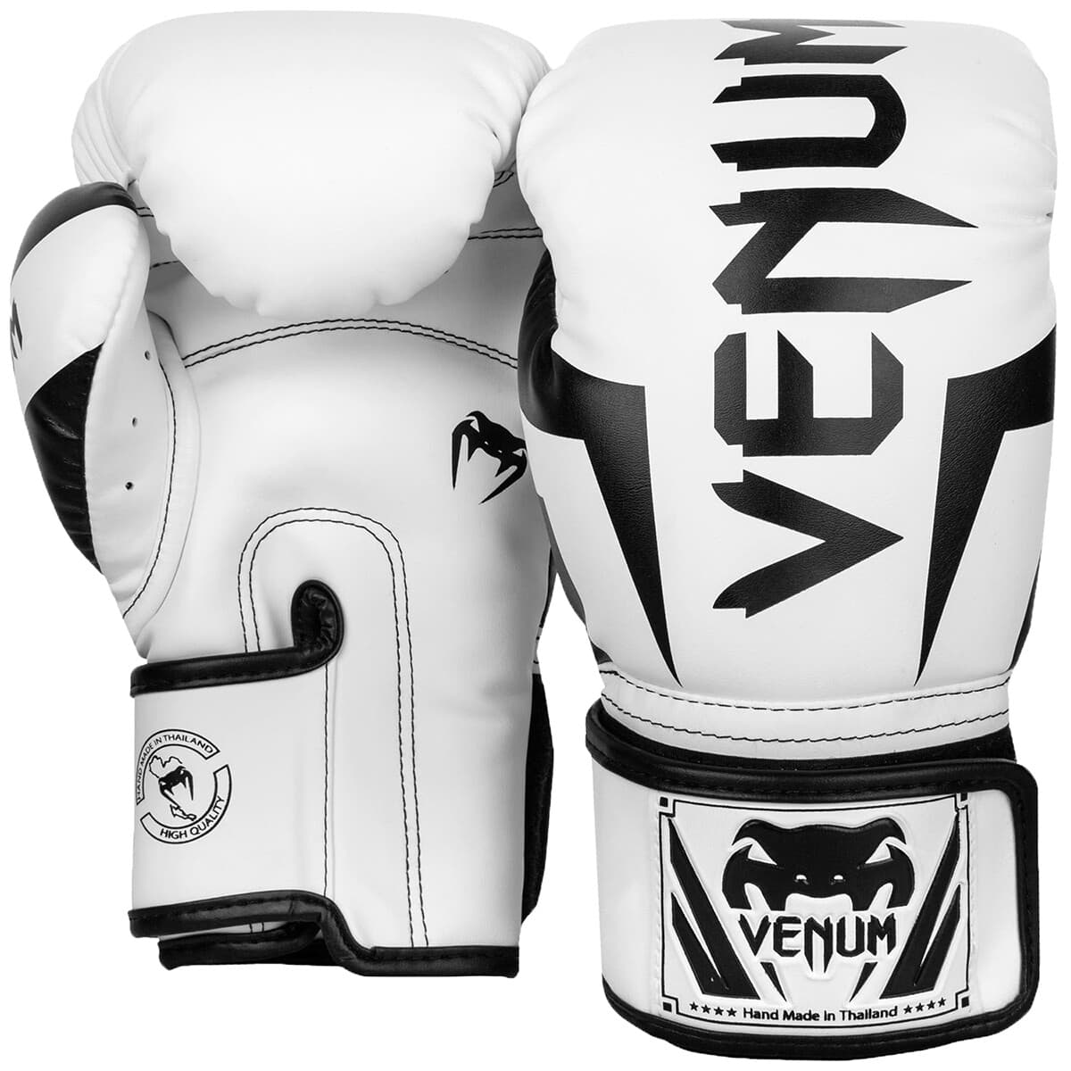 Venum Elite Hook and Loop Training Boxing Gloves - White/Black