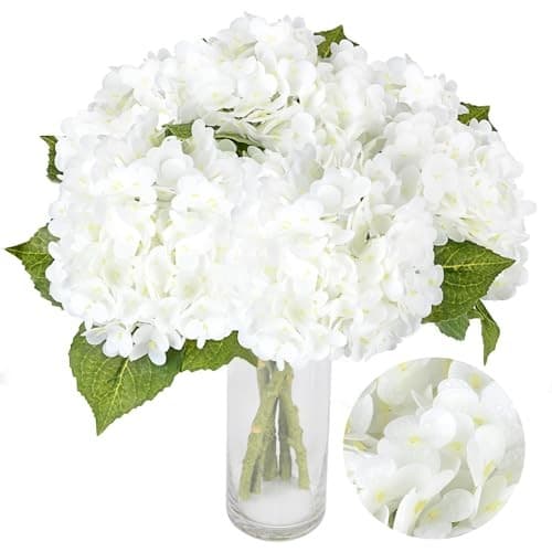 Hydrangea Artificial Flowers, Hydrangeas, ‘21-inch’ Large Artificial White 2