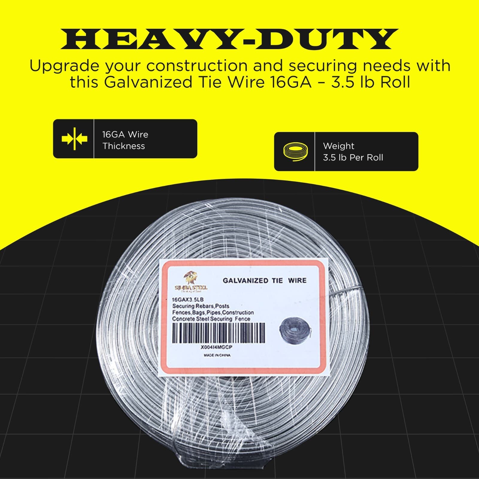 Galvanized Tie Wire, 16 Gage Soft Annealed, 3.5lb Rolls 1 - 100 Qty SIMBA STEEL 2