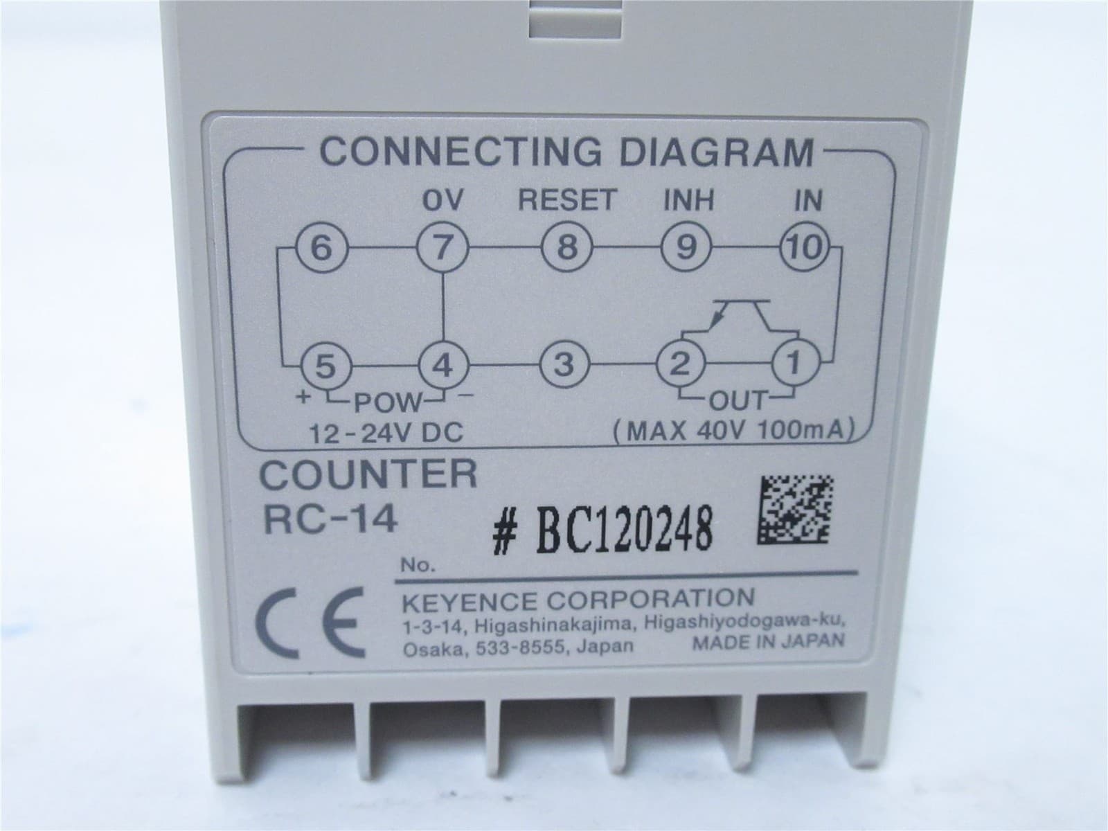 237965 New-No Box; KEYENCE RC-14 Electric Preset Counter; 12-24VDC; 100mA 2