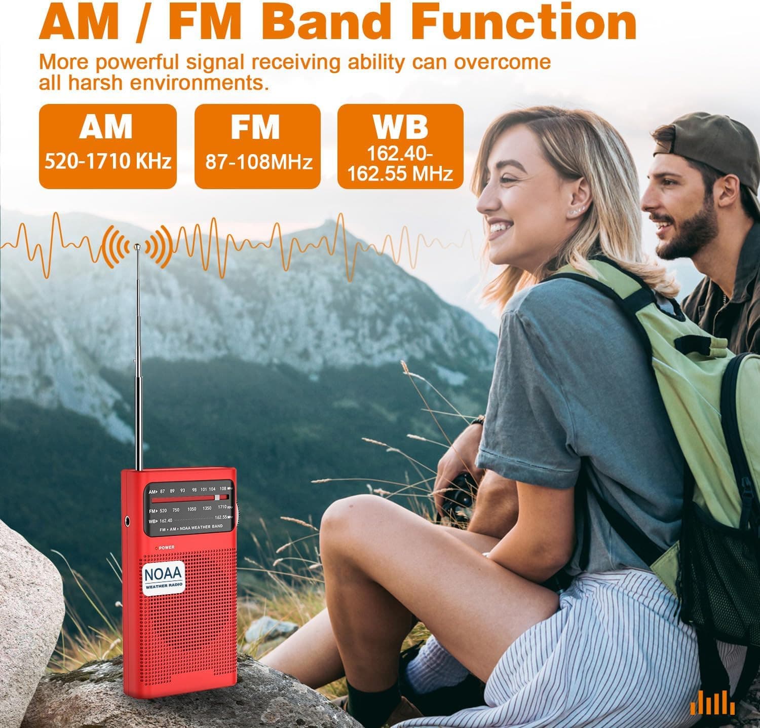 NOAA Weather Radio AM FM, Transistor Radio with Loud Speaker, Headphone Jack, 2