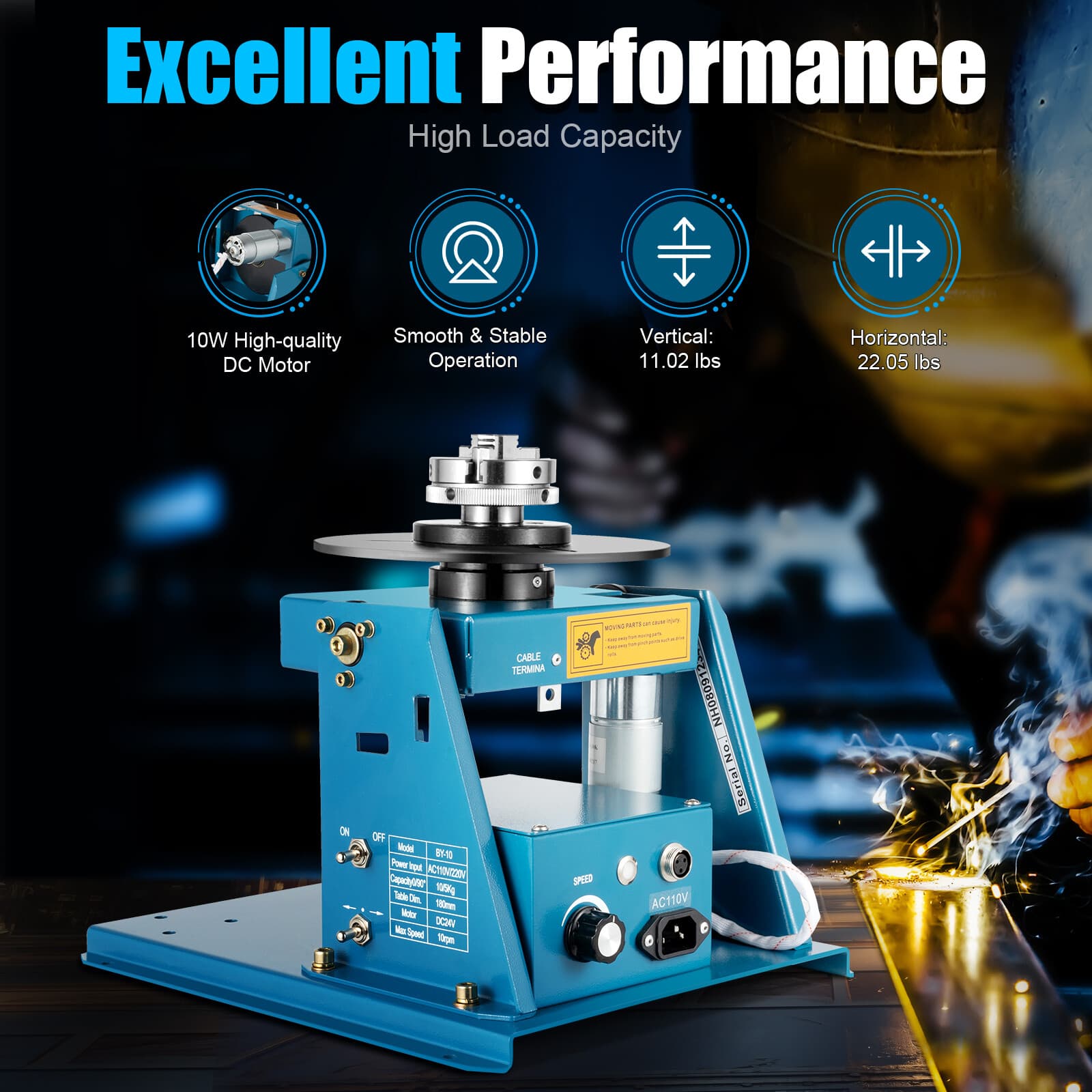 10KG Rotary Welding Positioner Turntable Timing 220mm Chuck Foot Switch 110V 2