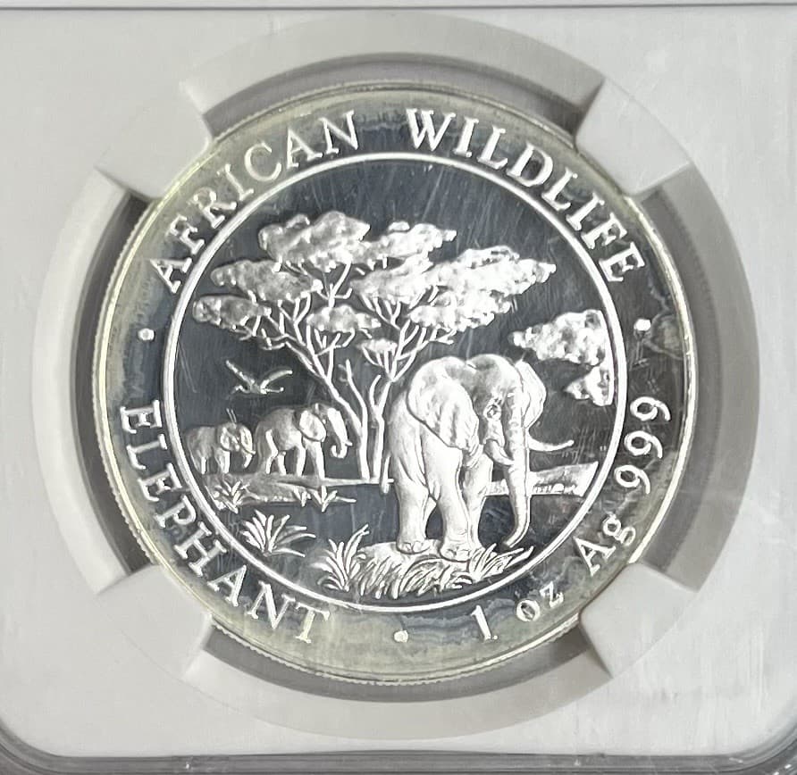 2012 Somalia S 100S African Wildlife Elephant MS70 NGC 2