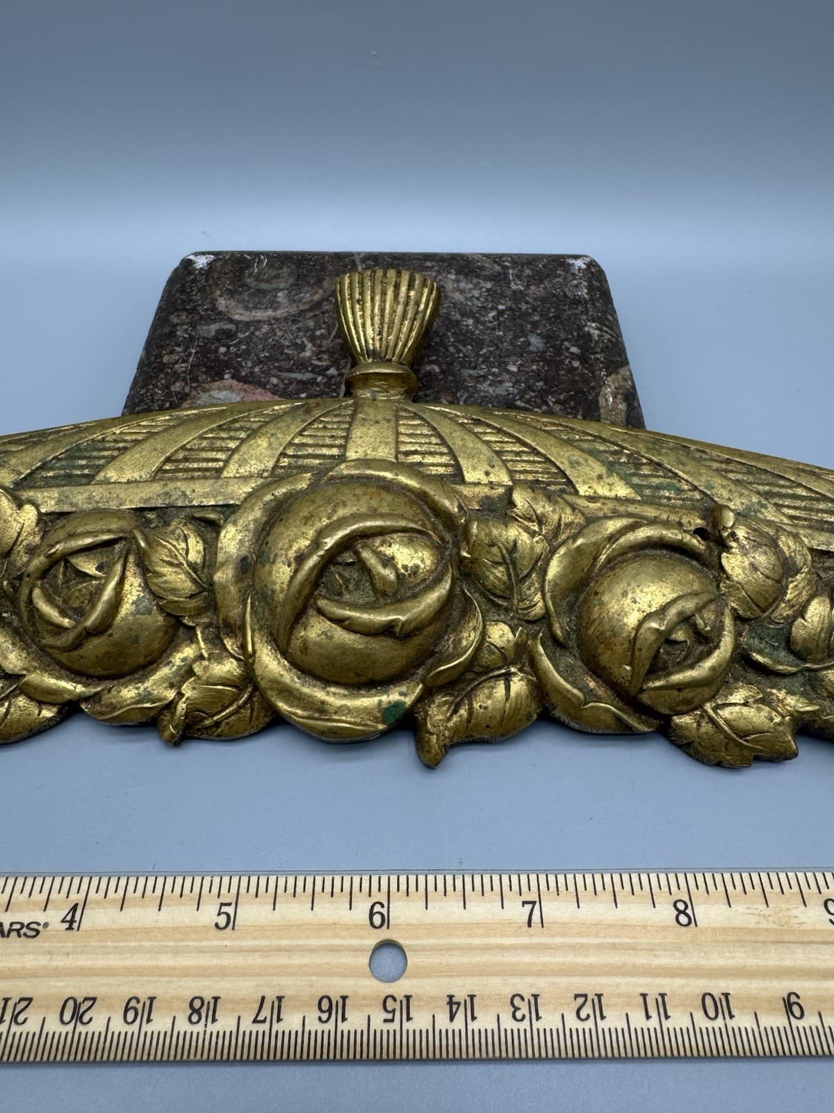 Large Antique Bronze Furniture Attachment with flowers 2