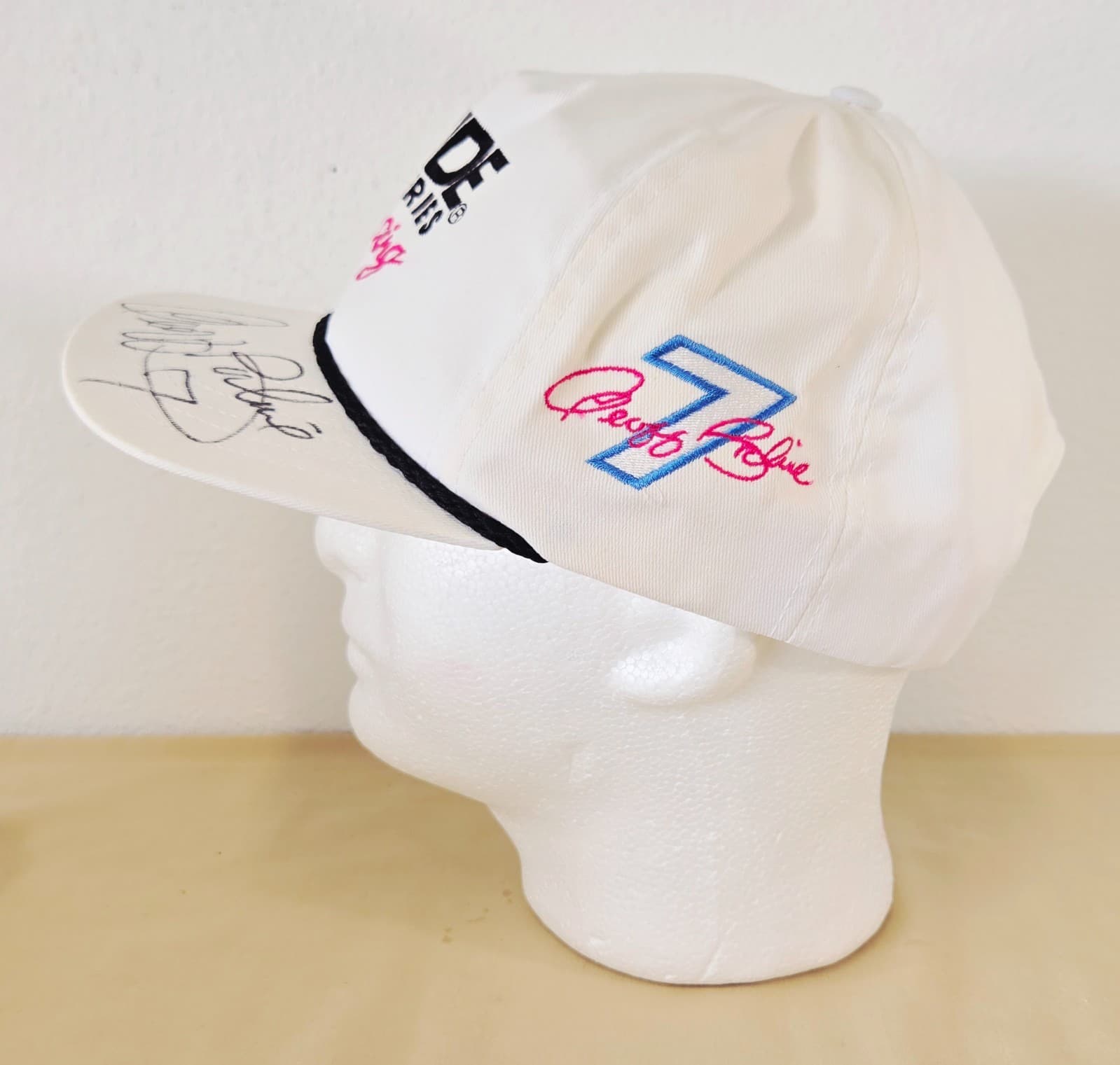 Vintage NASCAR Exide Batteries Racing Geoff Bodine #7 Autographed Hat Snapback 4