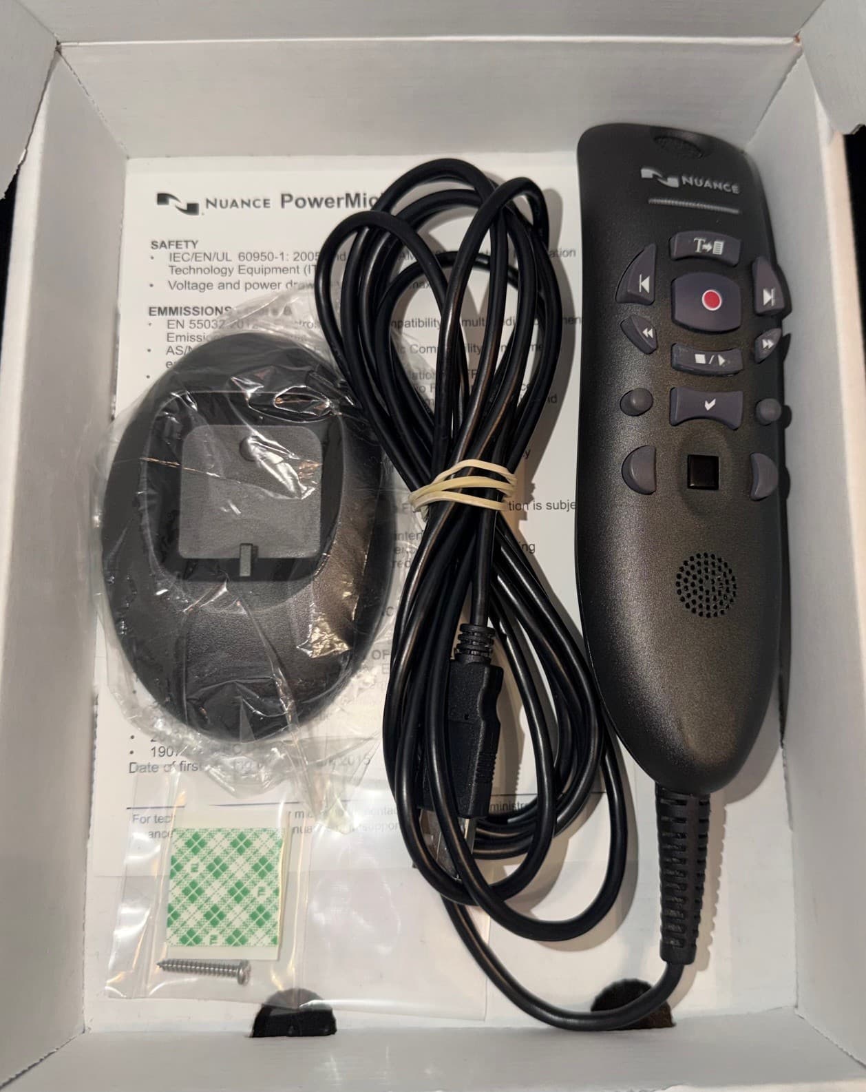 Nuance Dragon PowerMic III Handheld Dictaphone Microphone 9 Ft Cord 0P0WM3N9