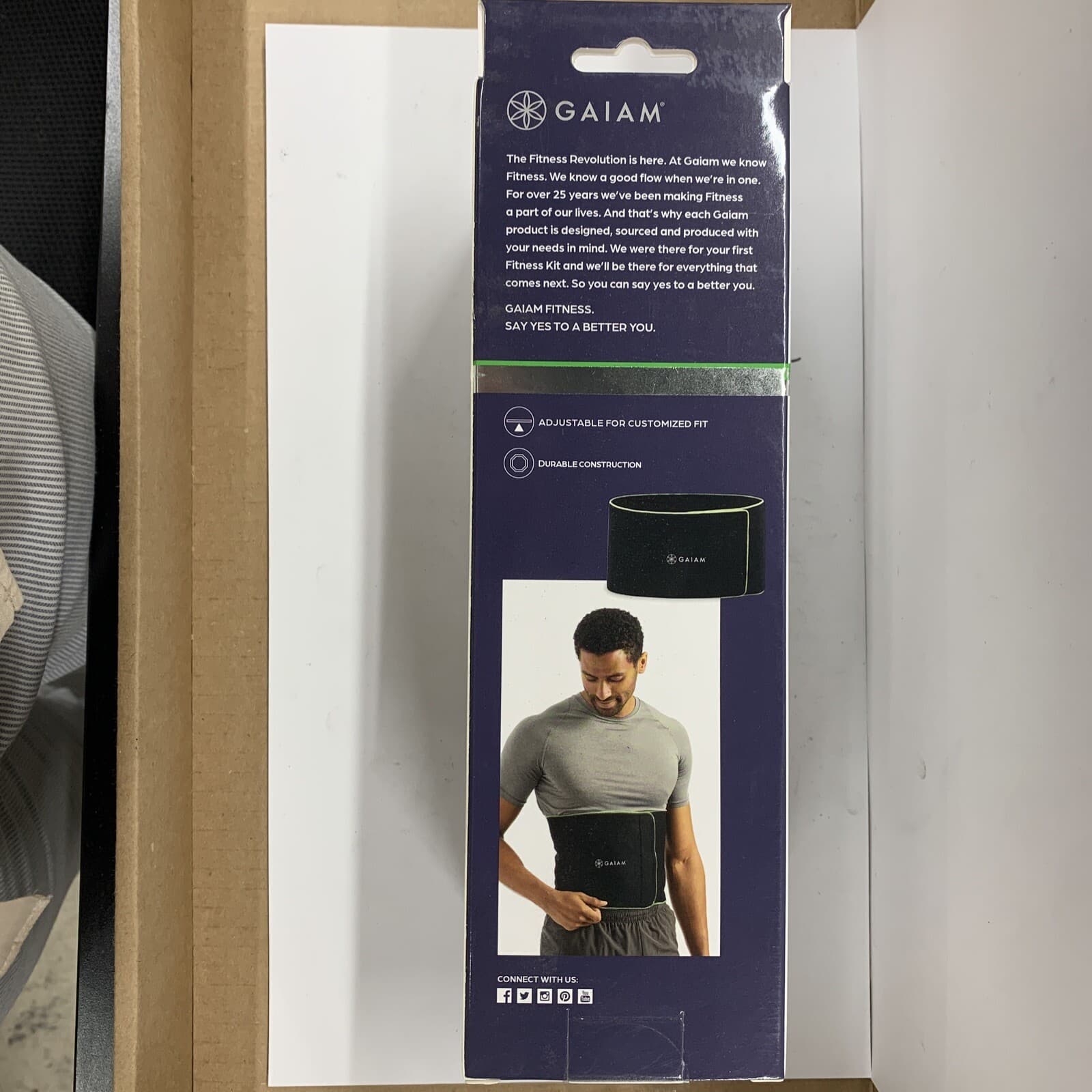 GAIAM Slimmer Belt 8" Width. New Up To 45” Waist Durable Cons. Free Shipping 2