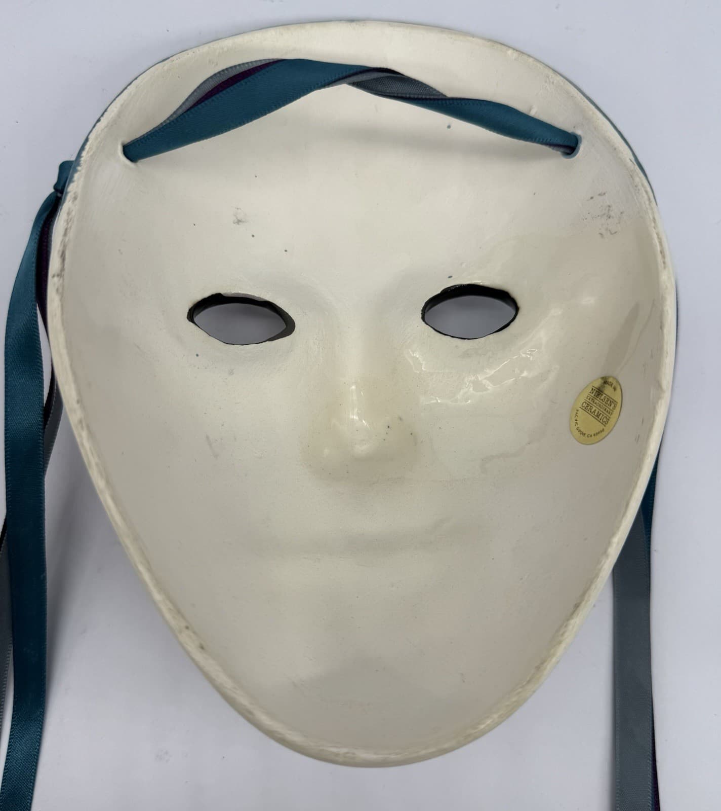 Nielsen's Extraordinary Ceramics Harlequin Face Mask Mardi Gras Clown 7” x 5” 3