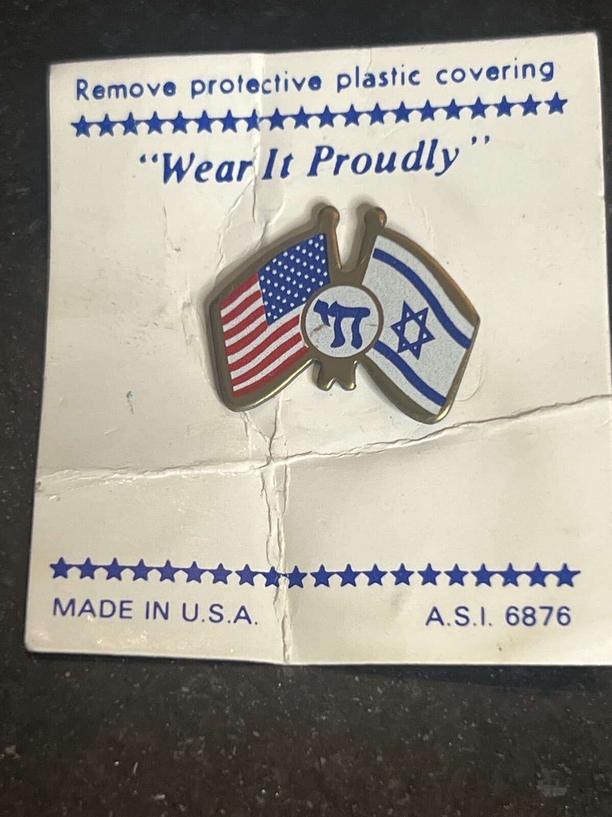 2 Israel & USA Pins 1 Mezuzah W/ Scroll Pendant Vintage 6