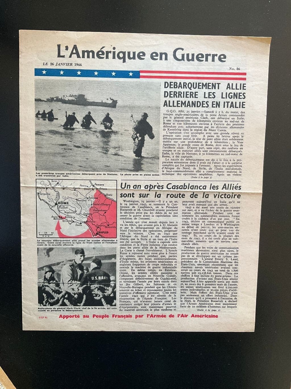 Authentic Original 1944 US Air Force Propaganda Newsletter To The French People