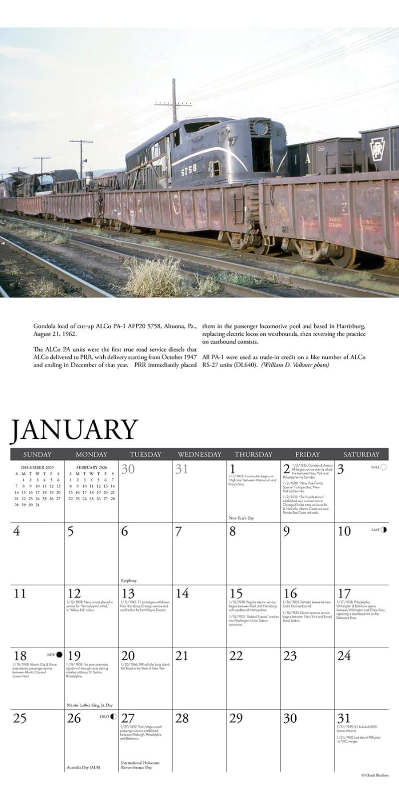 Pennsylvania Railroad 2026 12" x 12" Wall Calendar (free shipping) 3