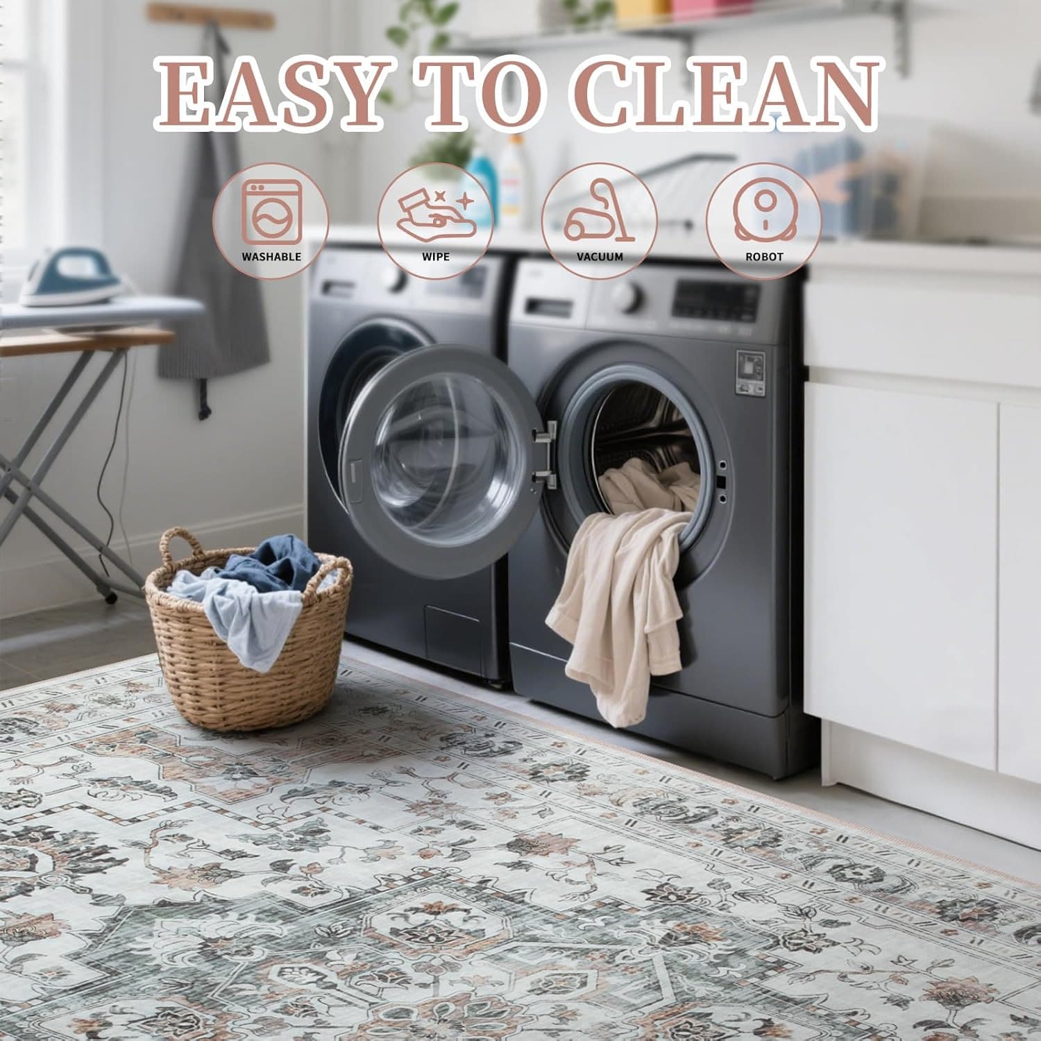 Runner Rug 2x6 Low Pile Non-Slip Machine Washable Soft Area Carpet Light Brown 4