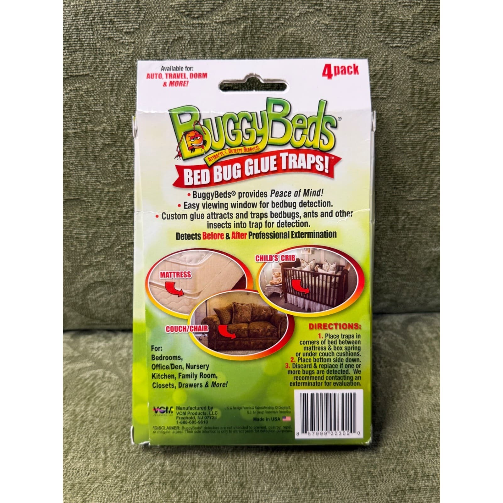 2X BuggyBeds Bed Bug Glue Traps 4-Pack Detects Before Infestation Pesticide Free 2