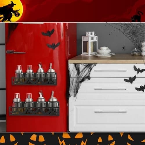 2 Pack Magnetic Spice Rack for Refrigerator Metal Magnet Basket Shelf Black Bat 6