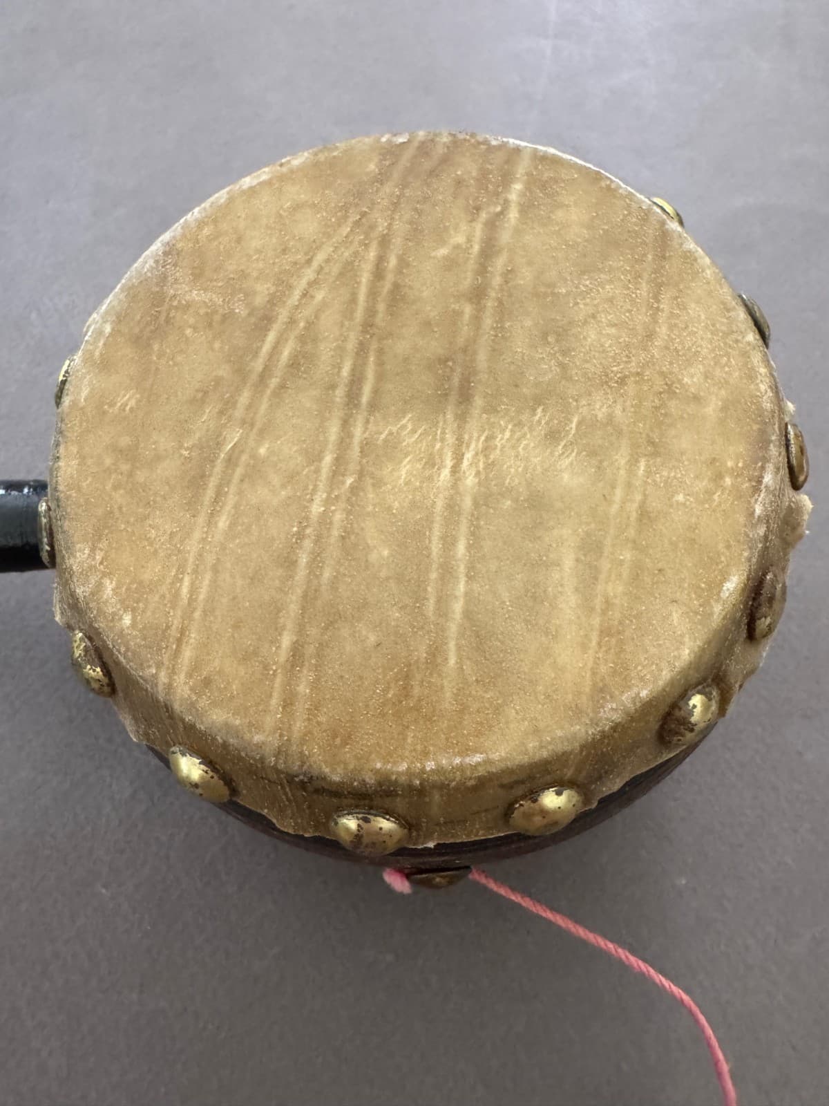 JAPANESE DEN DEN DAIKO SPINNING PERCUSSION PELLET DRUM HAND CARVED WOOD VTG 4