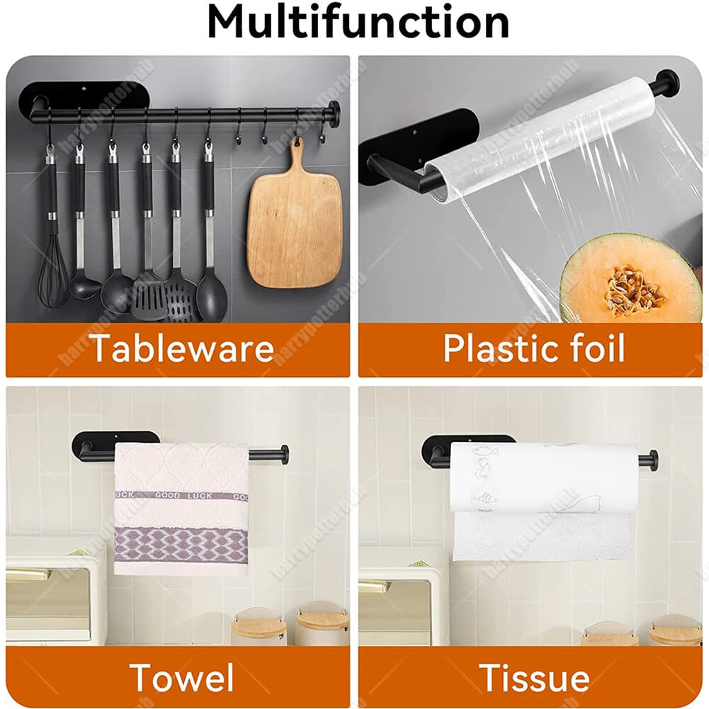 Holder Kitchen Roll Towel Paper Rack Under Cabinet Wall Toilet Self Adhesive 2