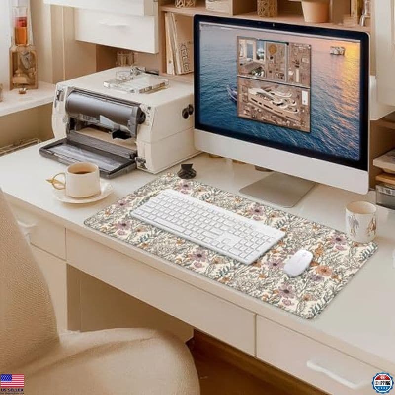 Vintage Rustic Wildflower Extra-Large Mouse Pad - 31.5"x15.7" Floral Desk Mat 6