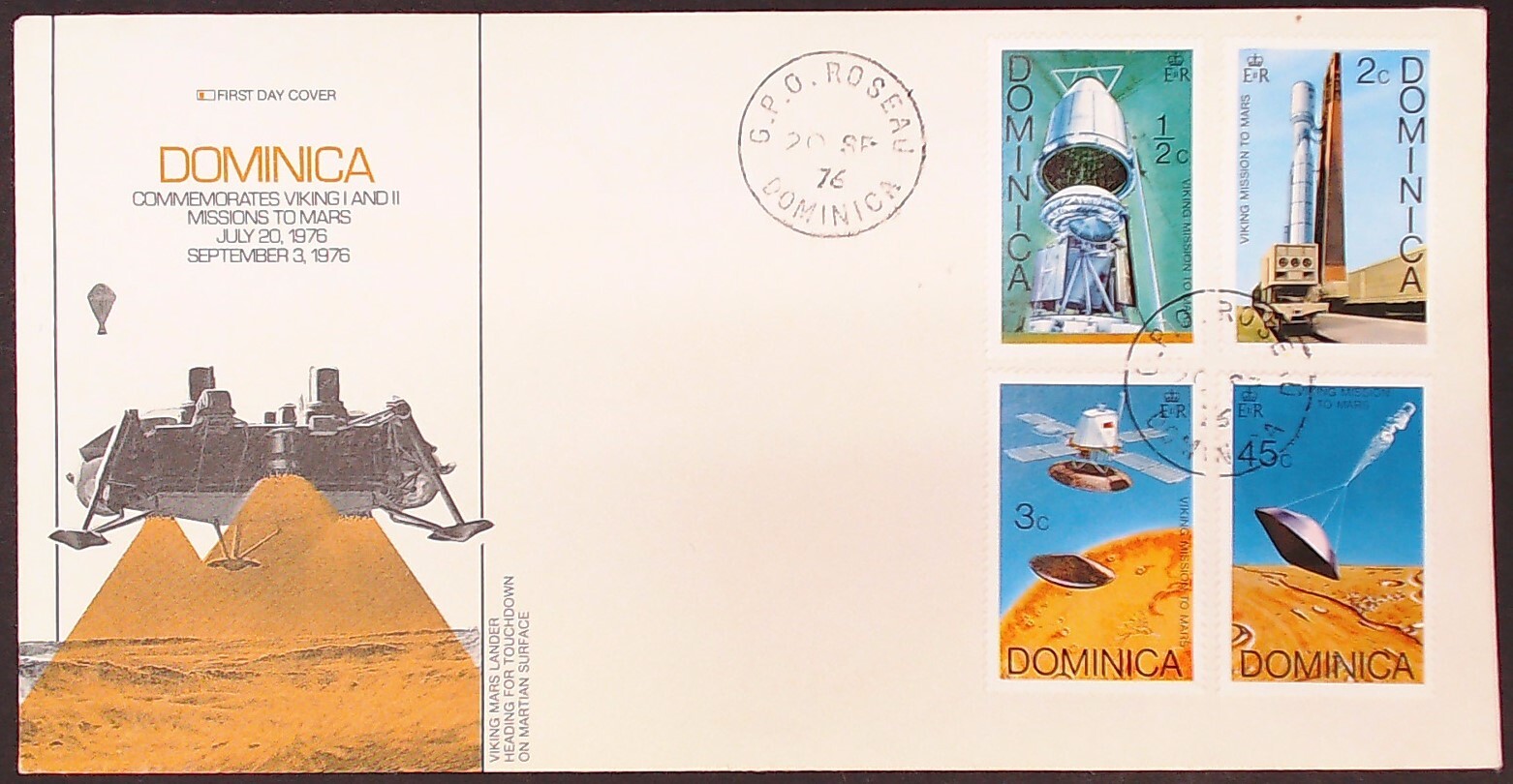 Dominica 1976 FDC Commemorating Viking I & II Mars Missions - Space Exploration