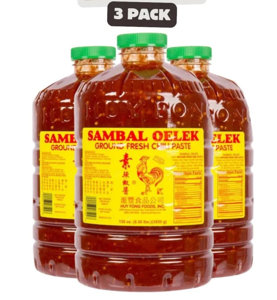 Huy Fong Sambal Oelek Ground Fresh Chili Paste 136oz(8.5 lb)-(Pack of 3)~01/2027 2