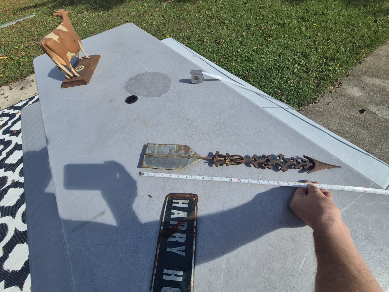 Antique Original Cast Iron Directional Weathervane Arrow Farm Decor 6