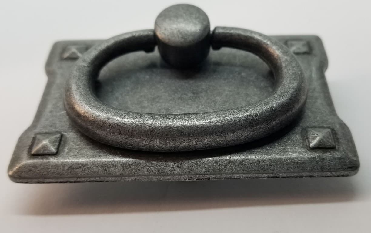 Pewter Silver Single Horizontal Mission Style Drawer Pull zinc antique patina 2