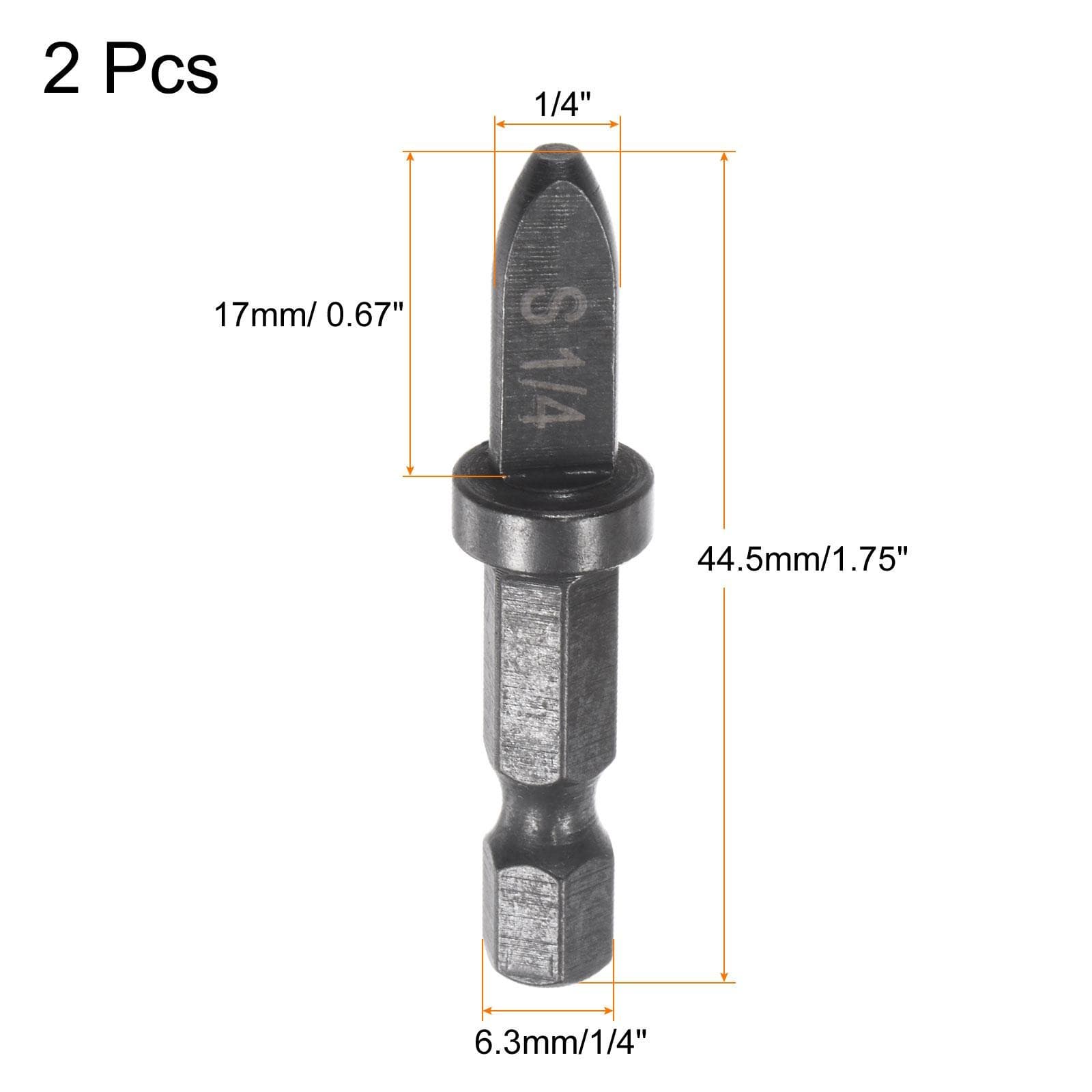 1/4" Swaging Tool Drill 1/4" Hex Handle for Copper Aluminum Pipe 2Pcs 2