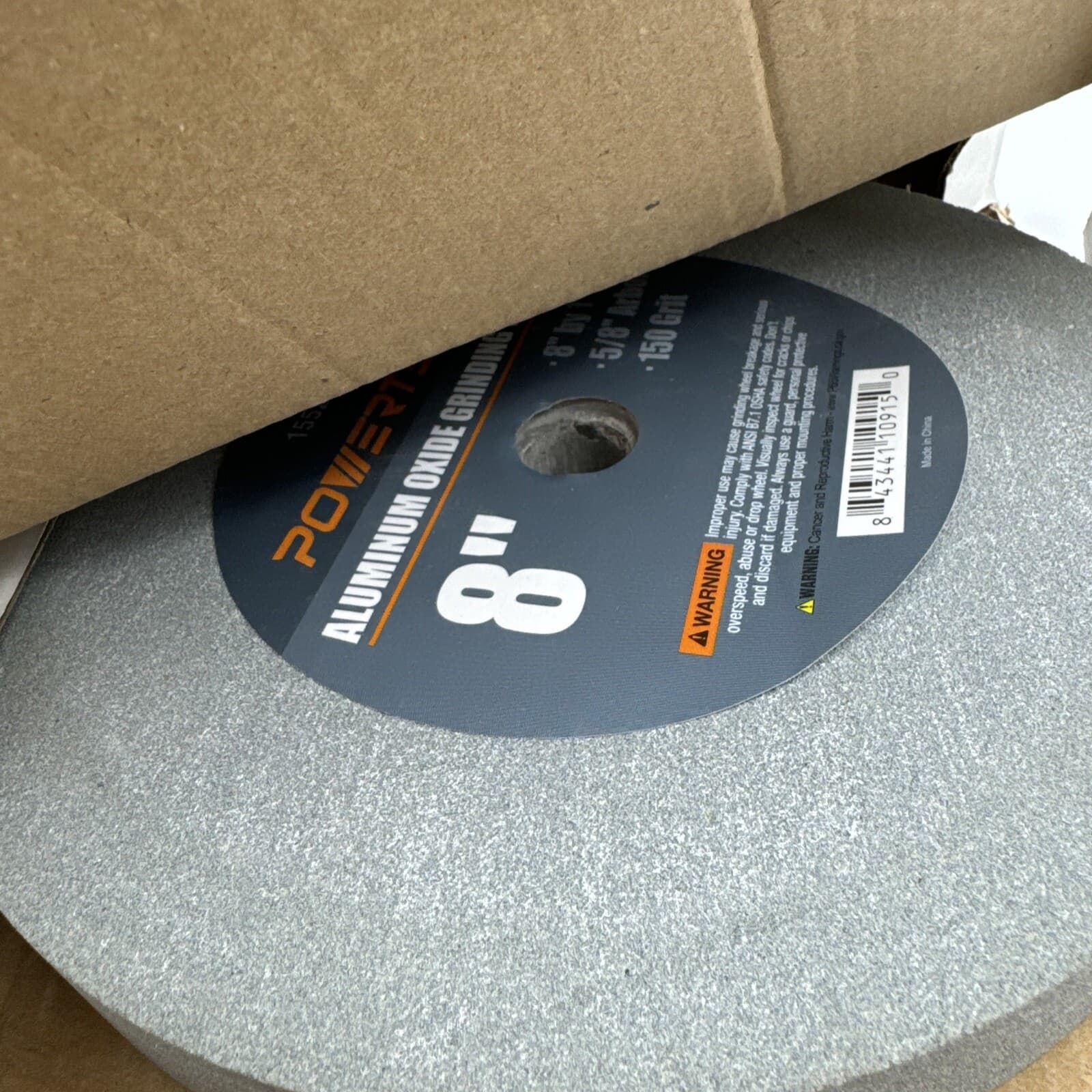 POWERTEC 15523 Aluminum Oxide Grinding Wheel 150 Grit 8 x 1 with 5/8 Arbor 2