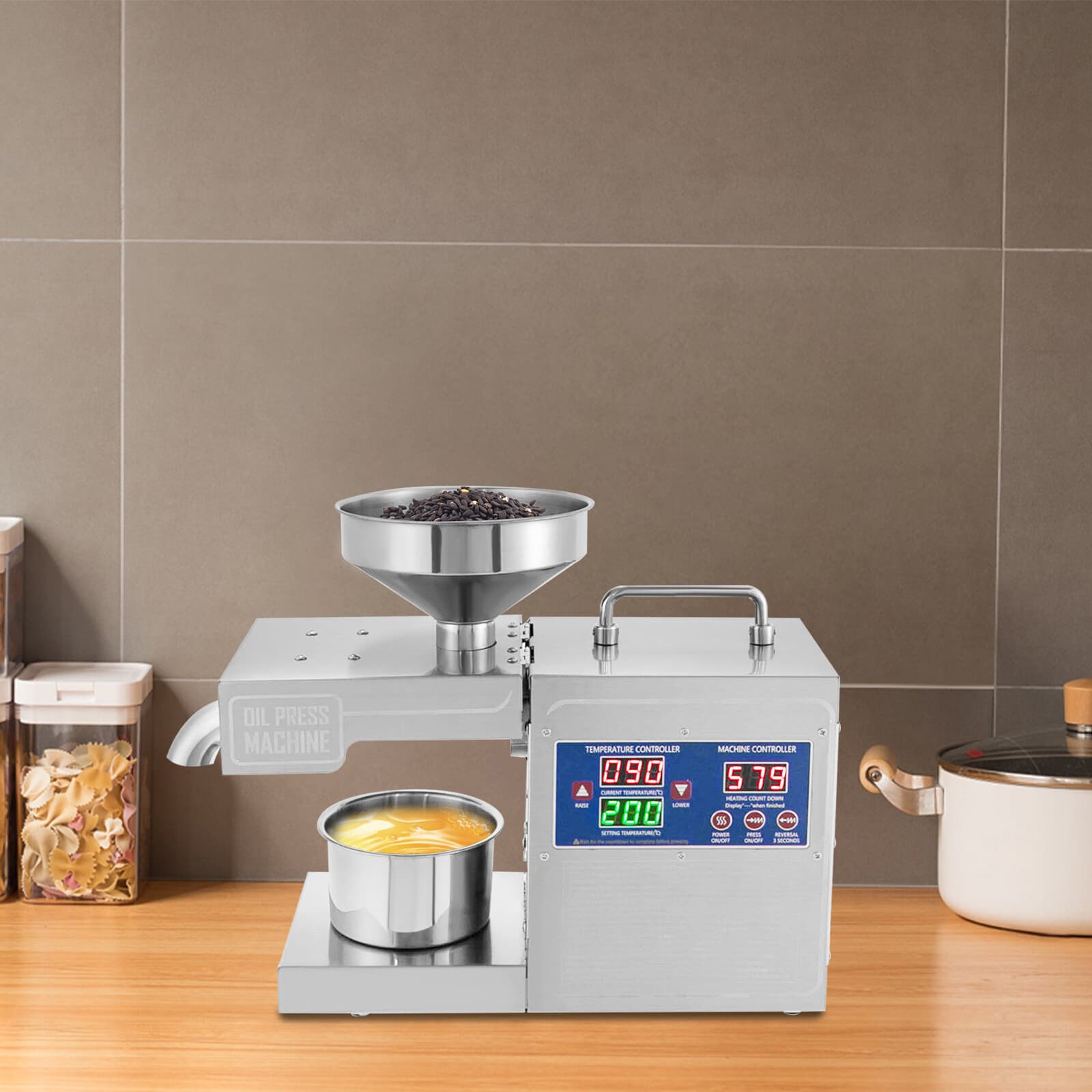 Automatic Oil Press Machine Cold&Hot Press 820W Adjustable Temperature Low Noise 3