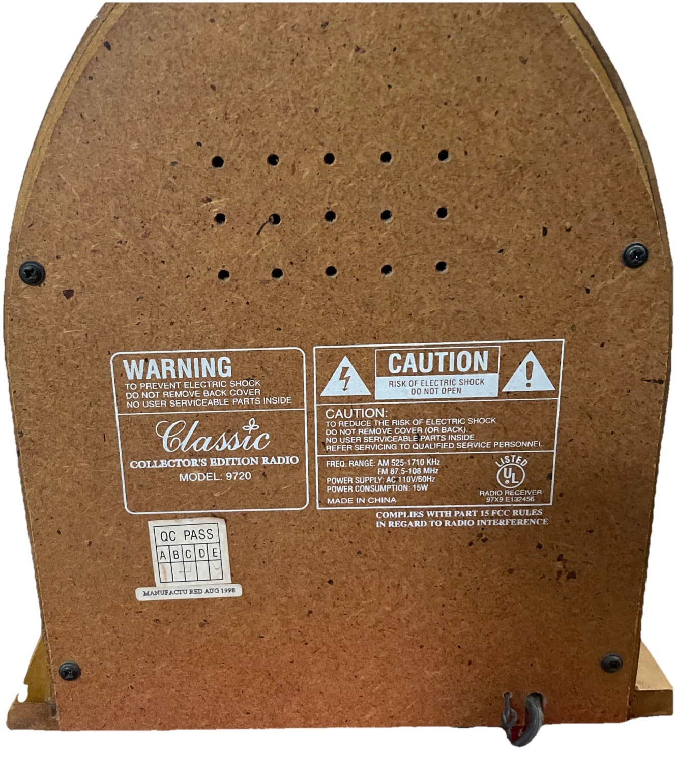 Classic Collectors Edition AM-FM Radio Model 9720 Cathedral Style Works 4