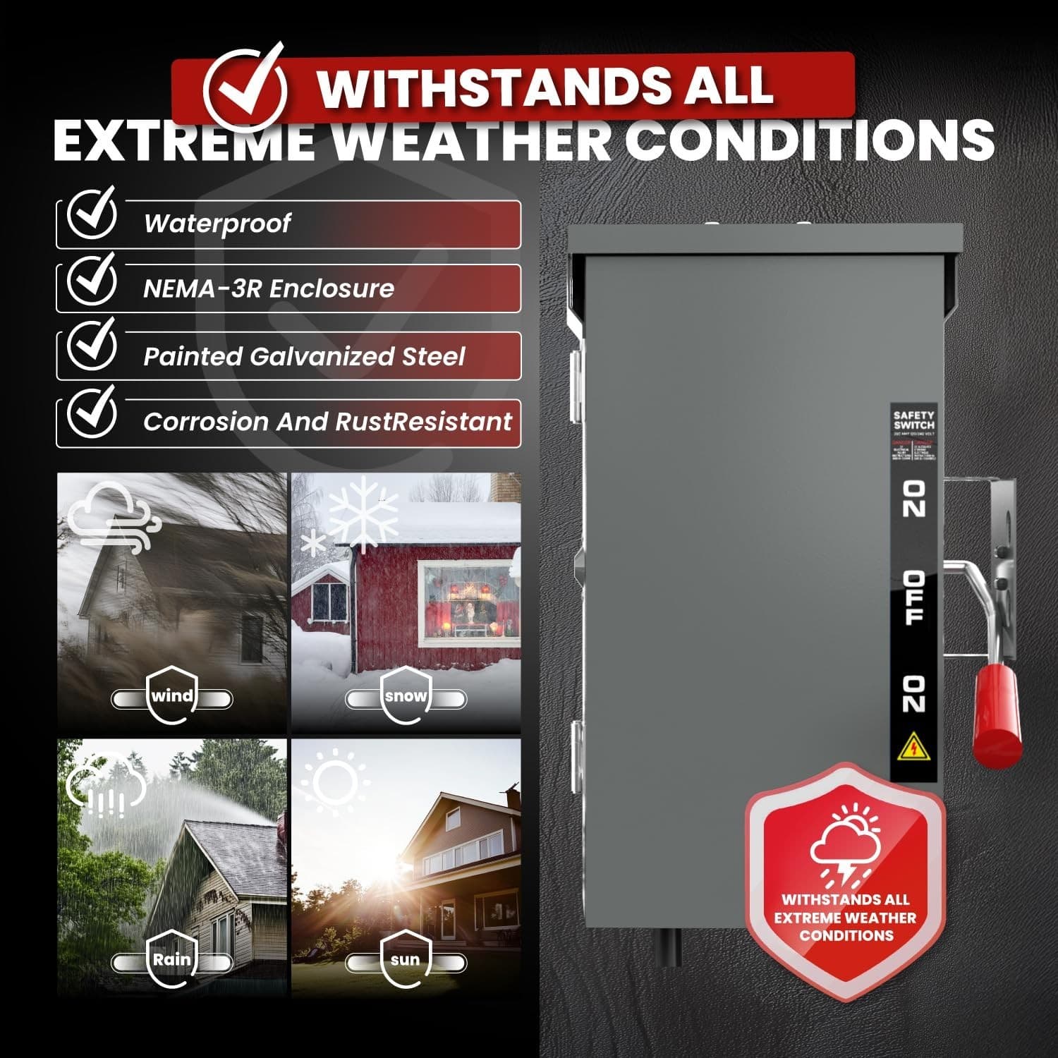 200A Manual Generator Transfer Switch,Heavy Duty 48000W General Double-Throw 4