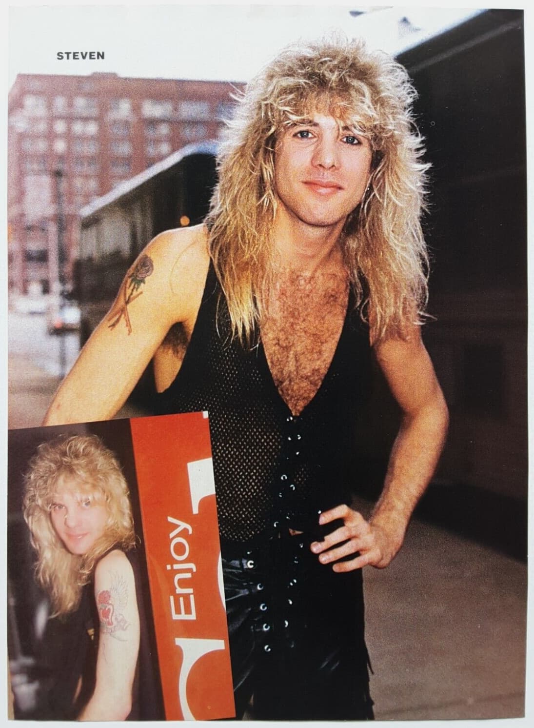 GUNS N ROSES STEVEN ADLER / AXL ROSE 2-SIDED 80'S MAGAZINE PINUP POSTER CLIPPING