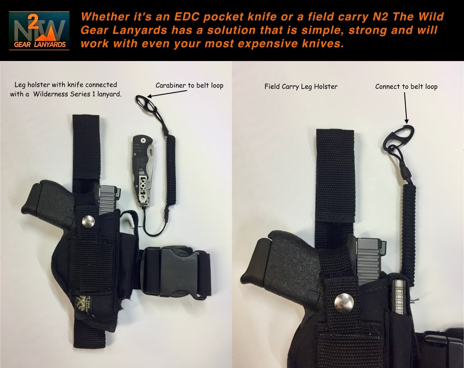 N2 The Wild Gear Lanyards Foliage Green & Orange Bino Harness Rangefinder Tether 3