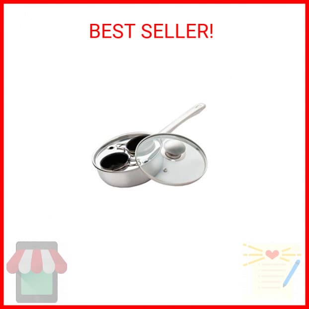Excelsteel 18/10 Stainless Steel 2 Cup Egg Poacher, Non Stick Easy Use Kitchenwa