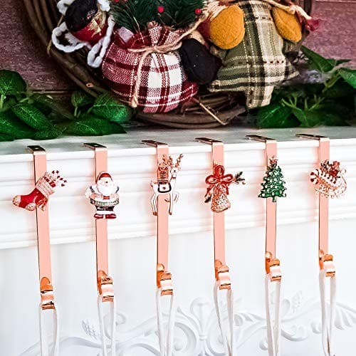  Christmas Stocking Holder+Christmas Elements Brooch Set of 6 Hanger Hook  2
