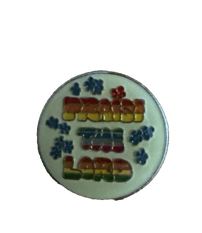 Vintage Praise the Lord Rainbow Enamel Lapel Pin 2