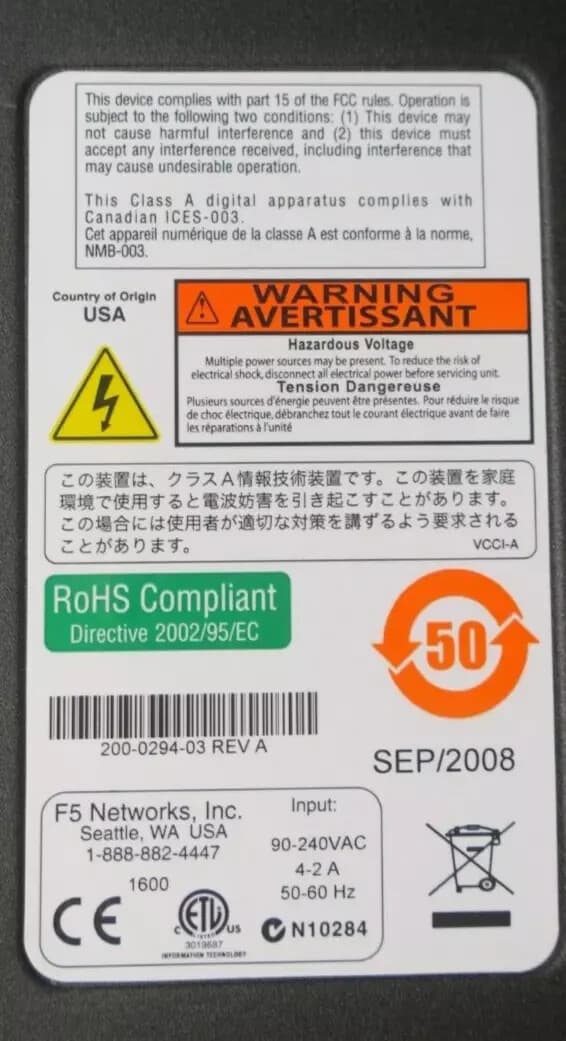 F5 Network Big-IP 1600 Enterprise LTM Local Traffic Manager Load Balancer + Lice 3